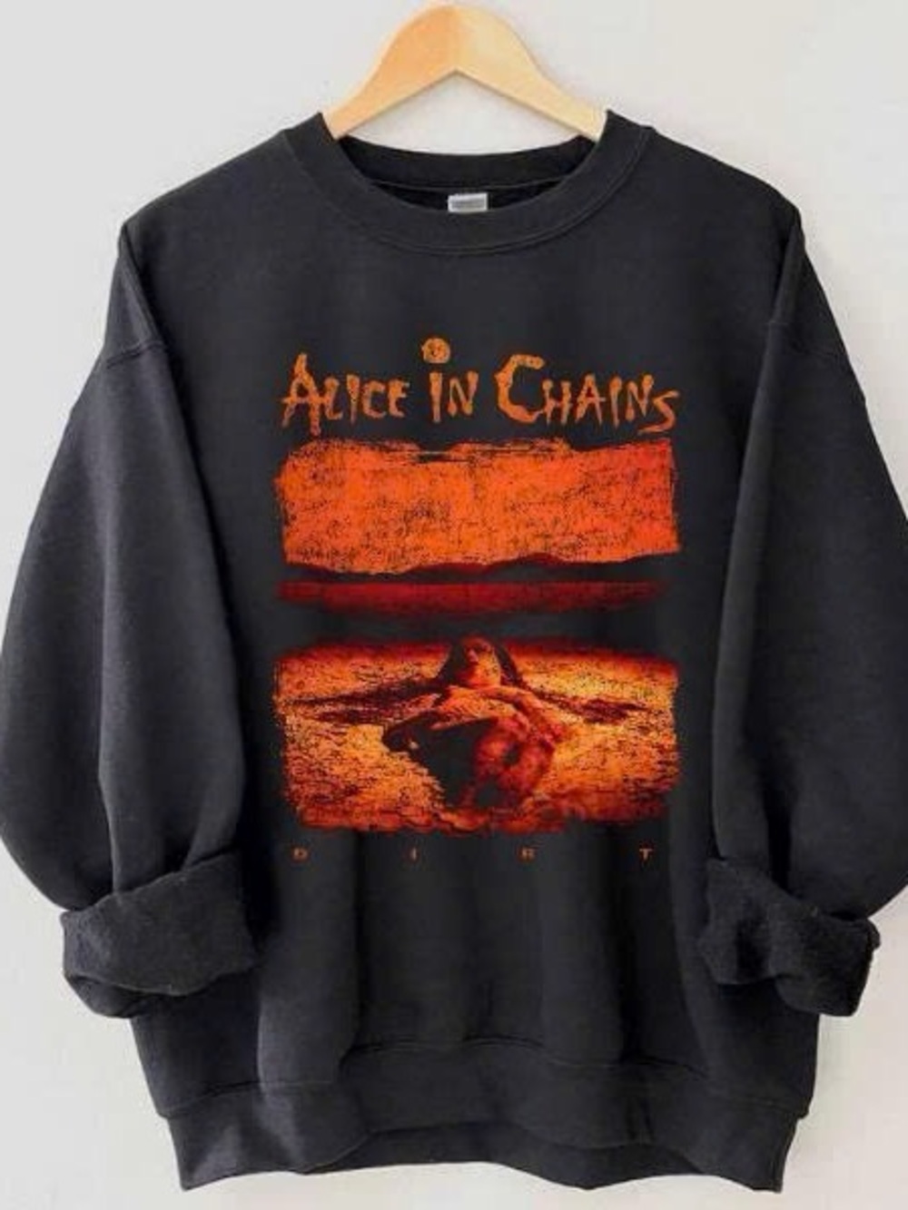 Black Sweatshirt with Orange Graphic Alice In Chains